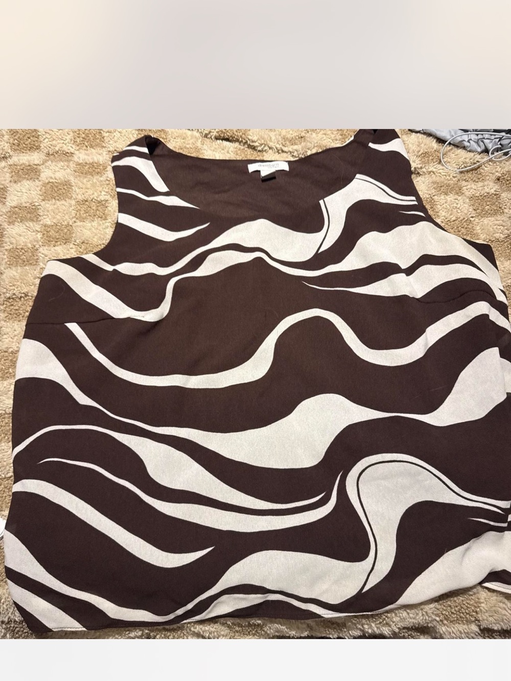 Dress Barn Brown & Cream Wave-Print Sleeveless Tank